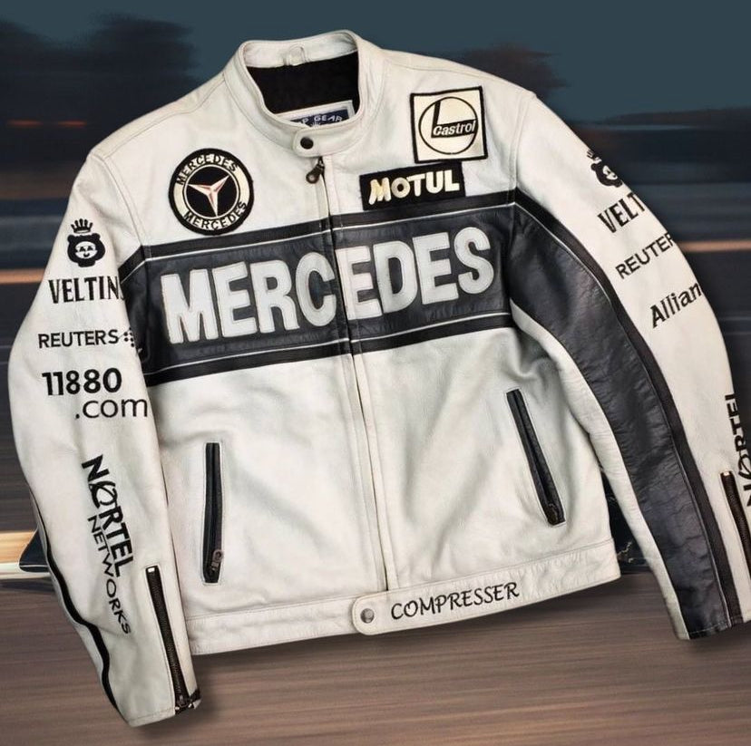 MERCEDES WHITE LEATHER JACKET