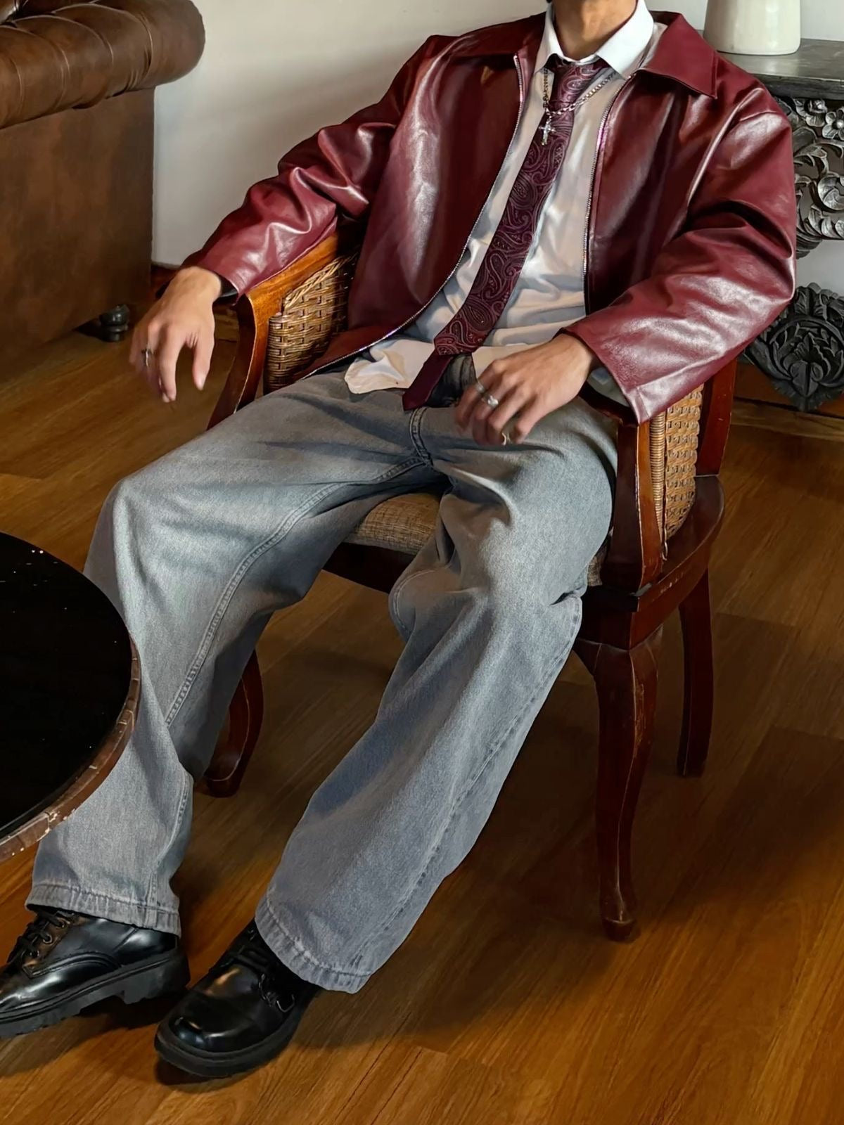 CHERRY RED LEATHER JACKET