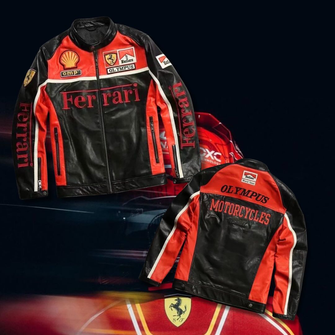 FERRARI VINTAGE V1 LEATHER RACING JACKET